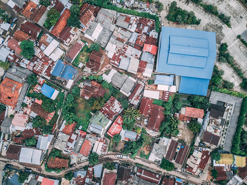 aerial of buildings