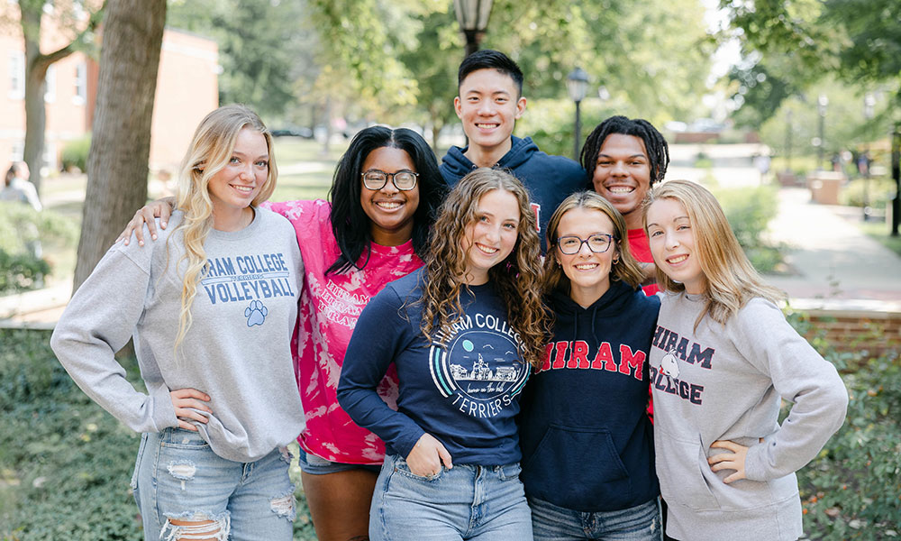 Hiram Students on camera smiling at the camera