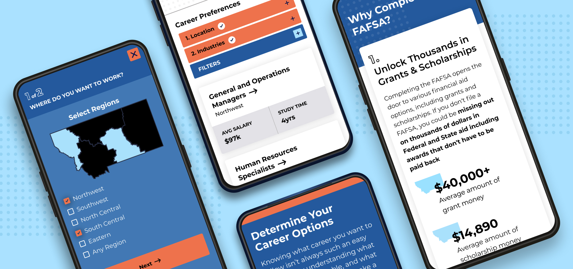 ApplyMontana website screenshots on mobile phones