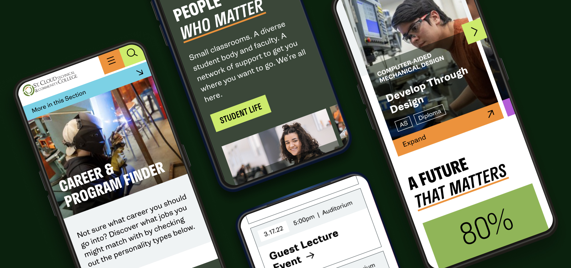SCTCC website screenshots on mobile phones